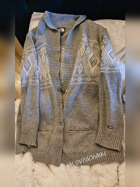 ✨️The North Face Women's Gray Patterned Shawl Cardigan Sweater